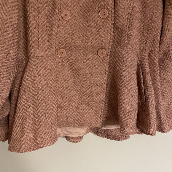 Torrid Women 1X Rose Pink Chevron Fit And Flare Double Breasted Peacoat NWOT - Picture 2 of 11